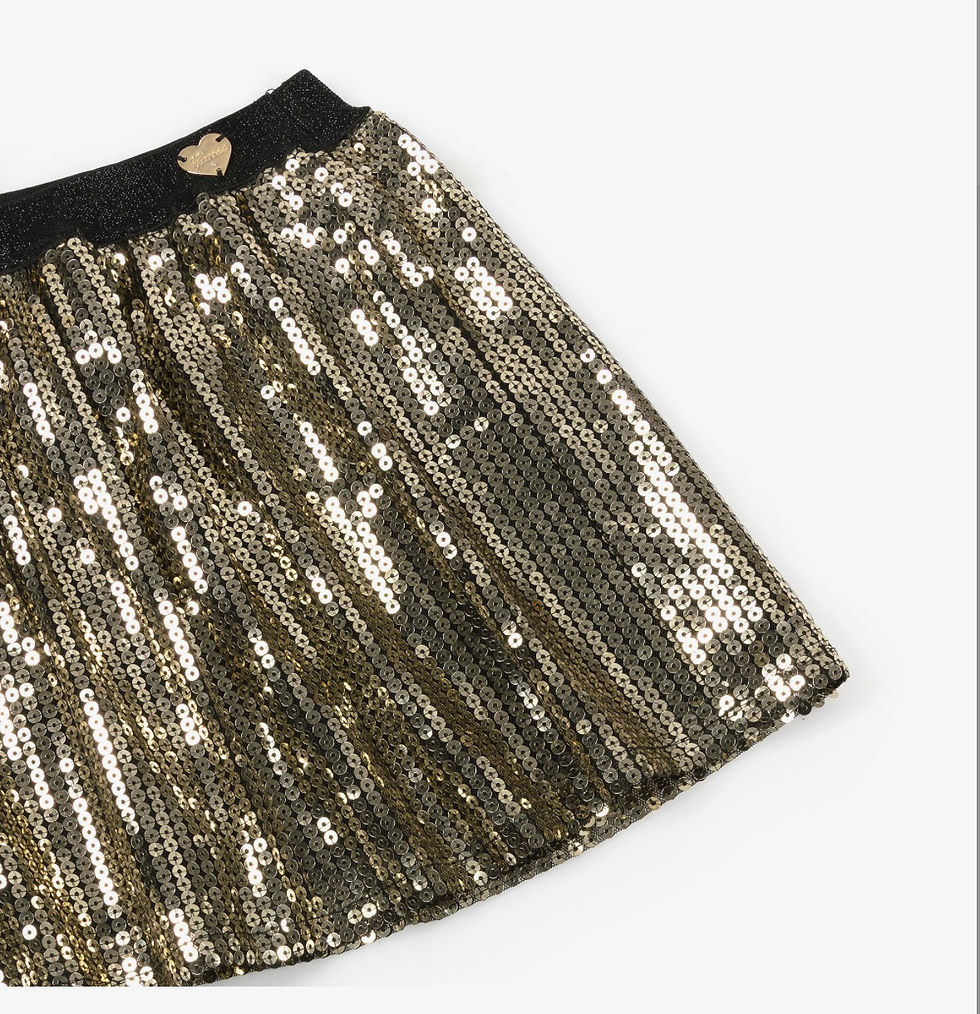 Thumbnail: Guess Girls Gold Sequin Skirt with Black Waistband