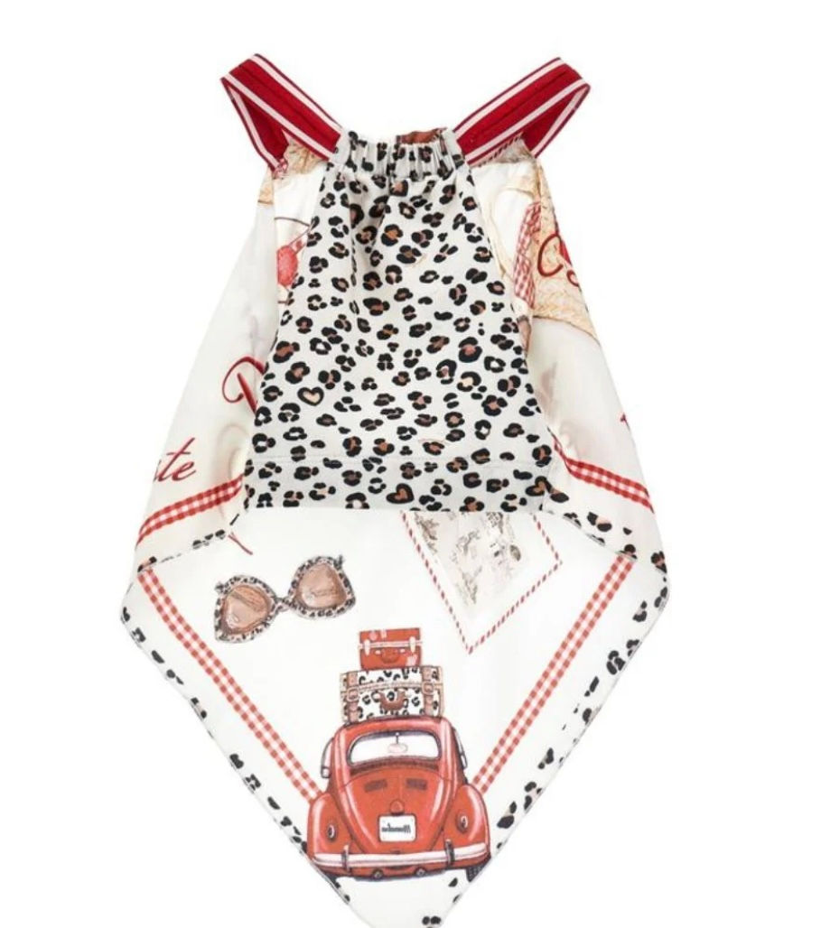 Thumbnail: MONNALISA Girls Vacation Scarf Top in Red