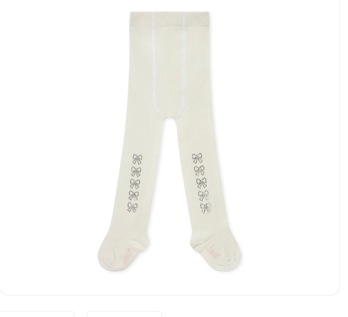 Little A Girls White Diamante Bow Tights - KAMILA 