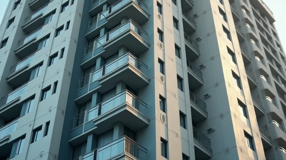 Close-up view of luxury apartment building facade in Dubai