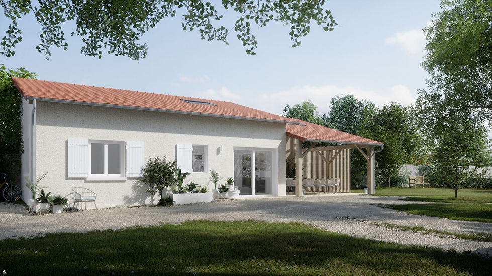 maison, 3d extérieure, auvent, auvent claustra, auvent bois, maison d'amis, dépendance, 3d, 3D et décoration réalisées par sandra leclerc, sandra leclerc