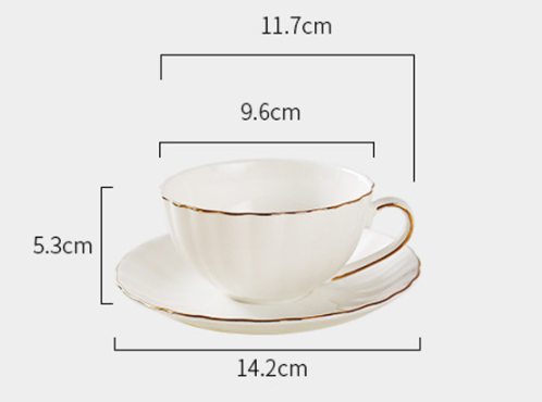 English Style Afternoon Tea Cup Set with Gold Trim