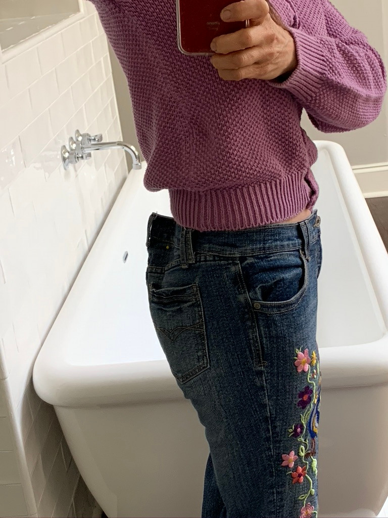 gape in back of oversized jeans