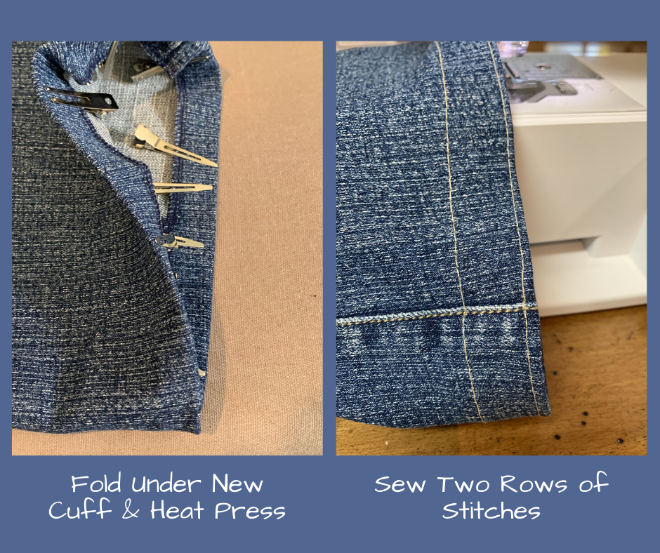 hot press new hem, and double stitch edge