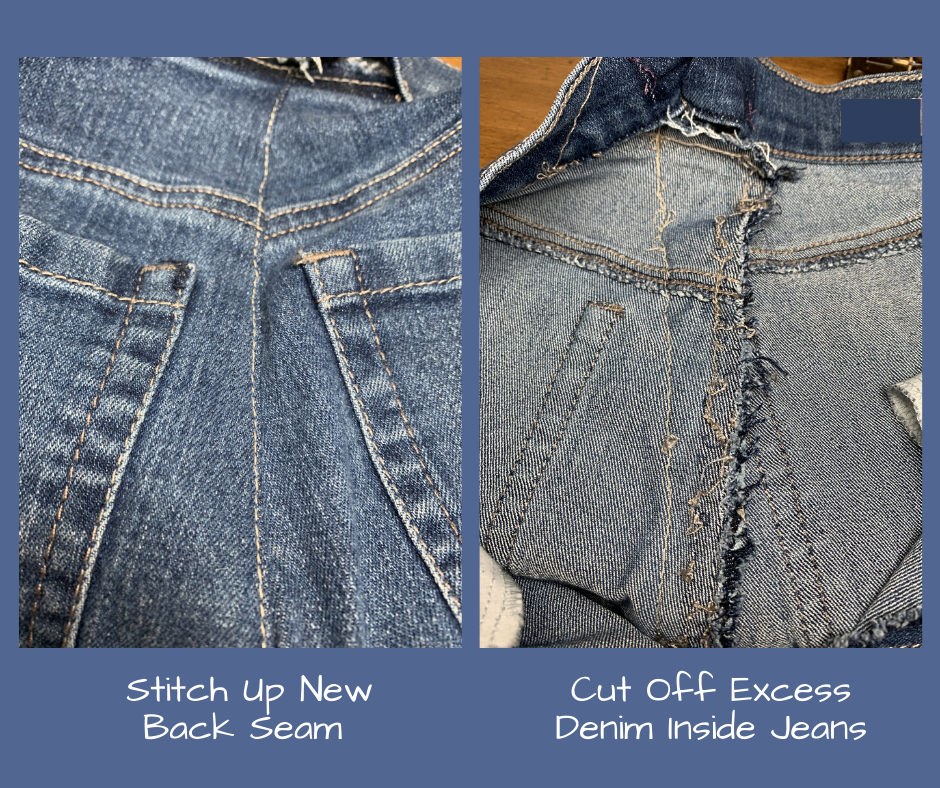 sew up back seam and cut off excess fabric