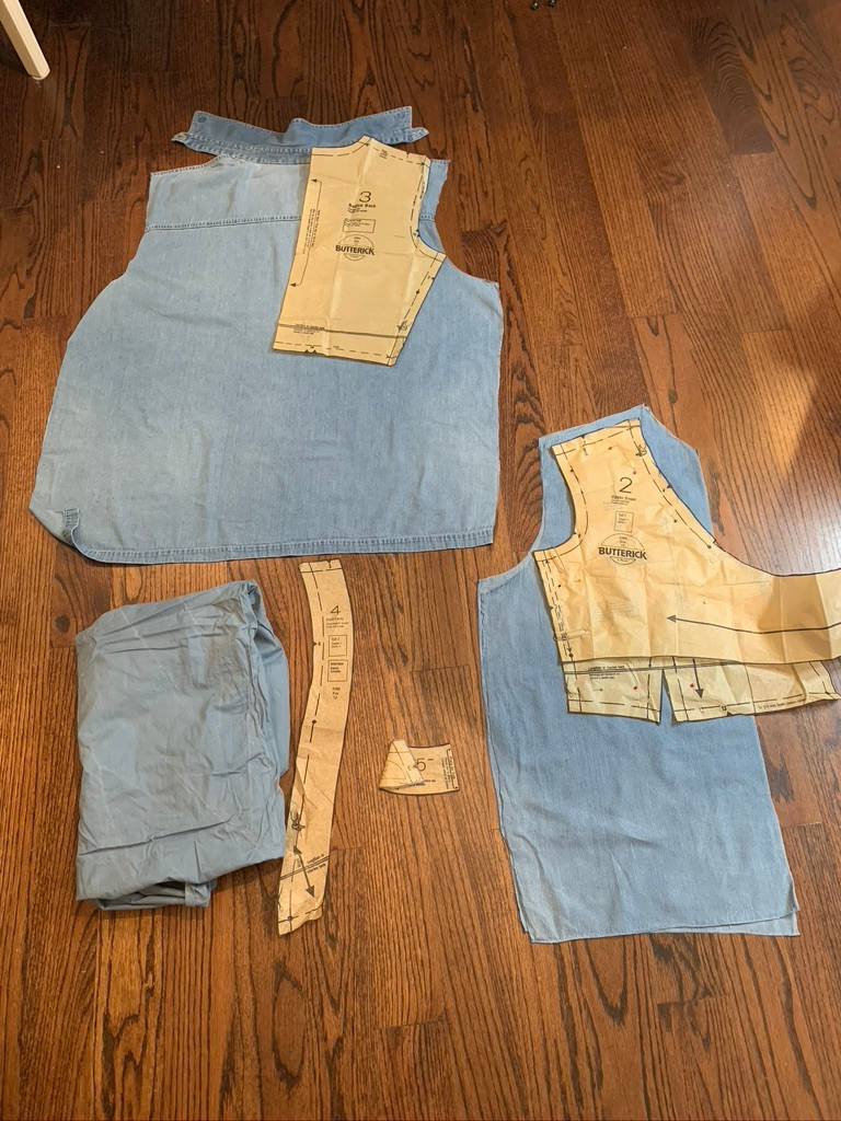 laying pattern out on cat lady shirt