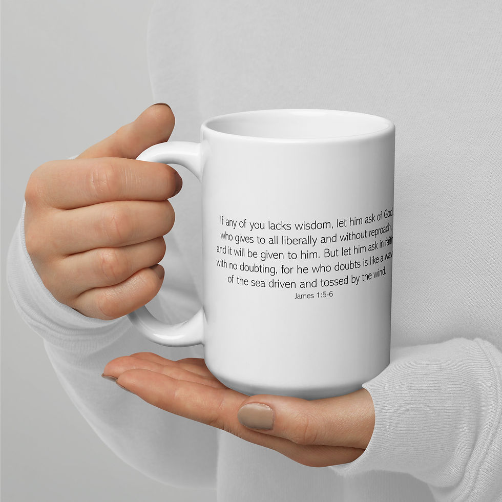 Thumbnail: James 1:5-6 White glossy mug