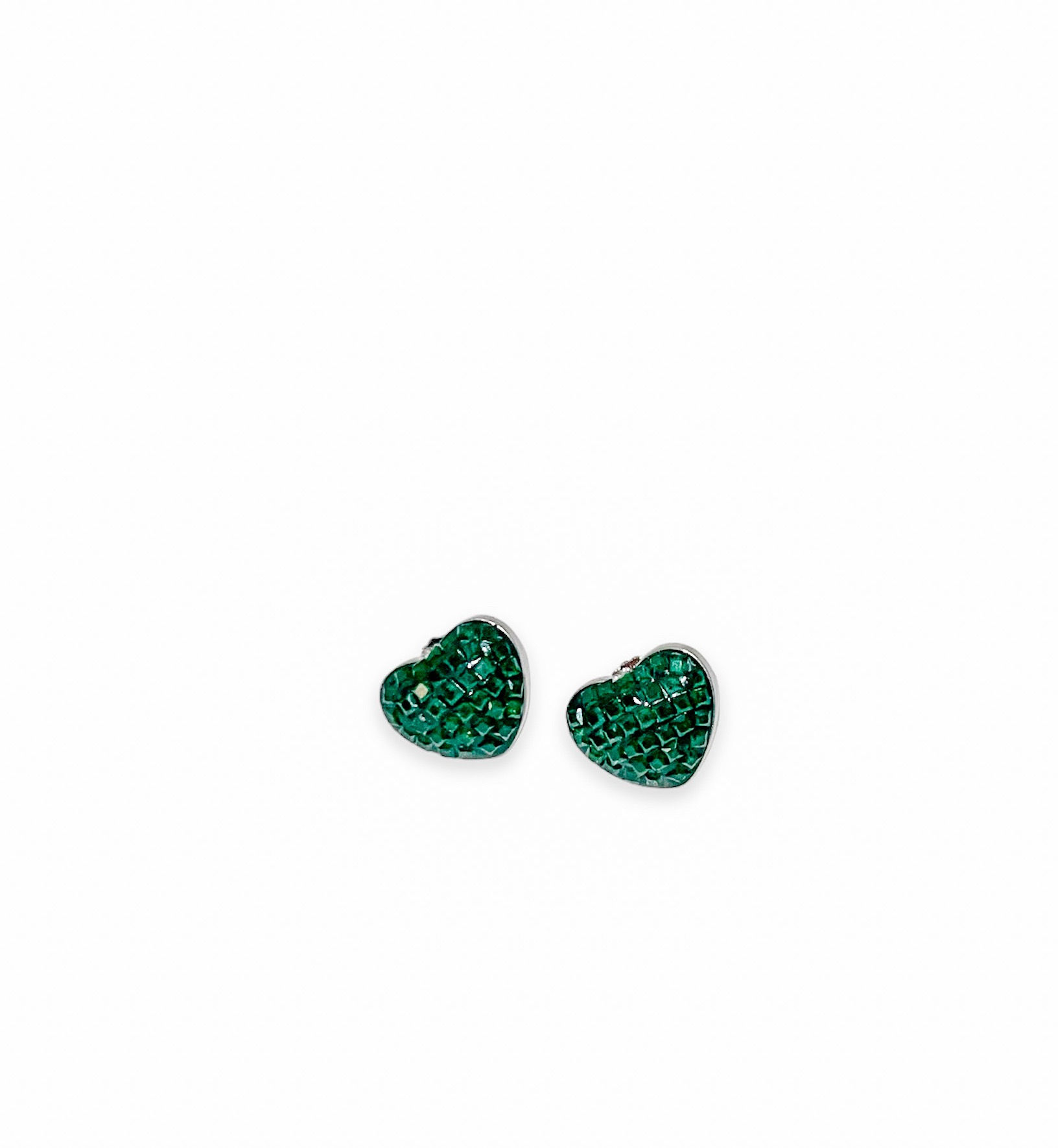 Invisible Setting Heart Studs Earrings