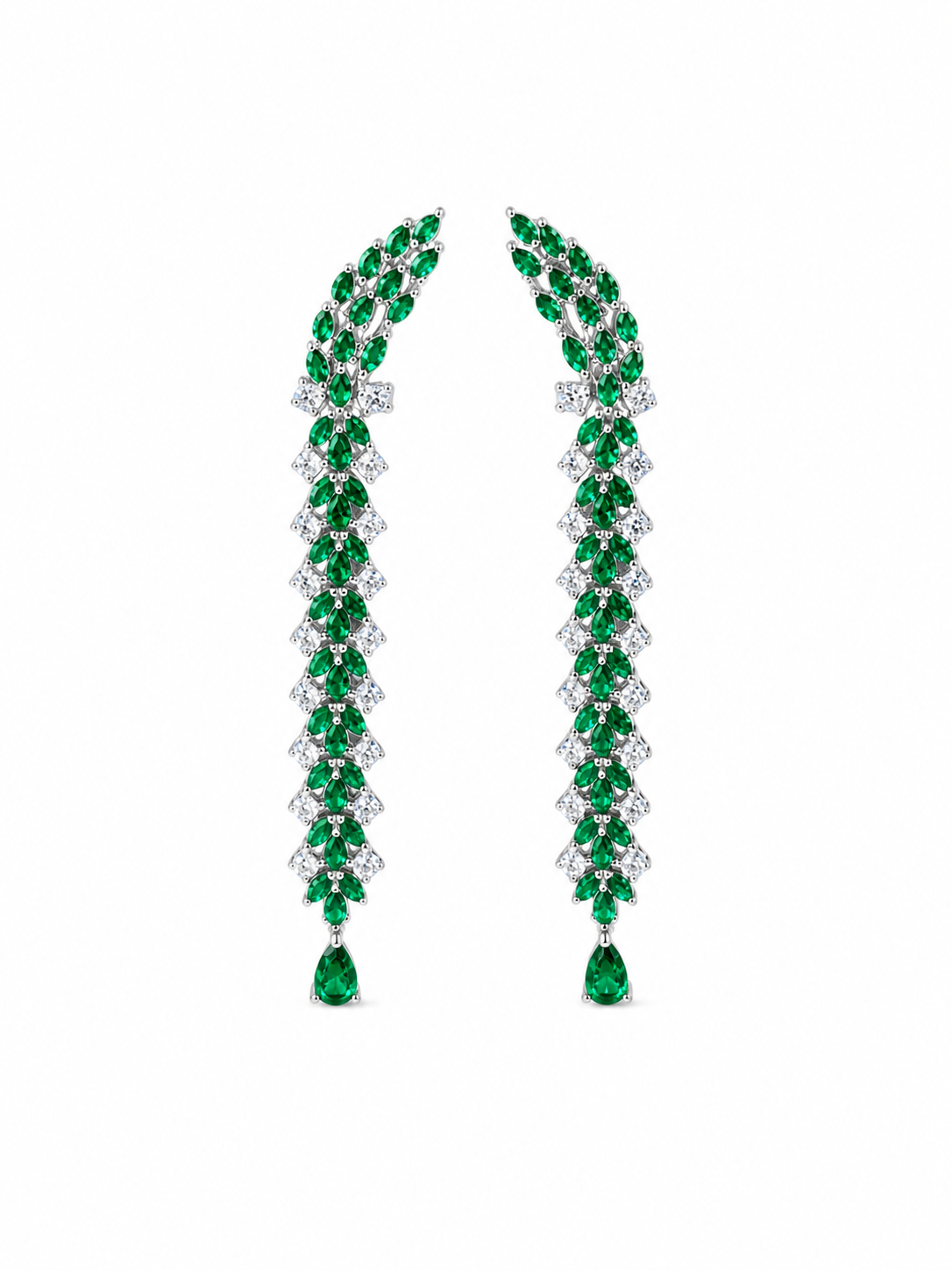 Luxuray Green and Clear long earrings