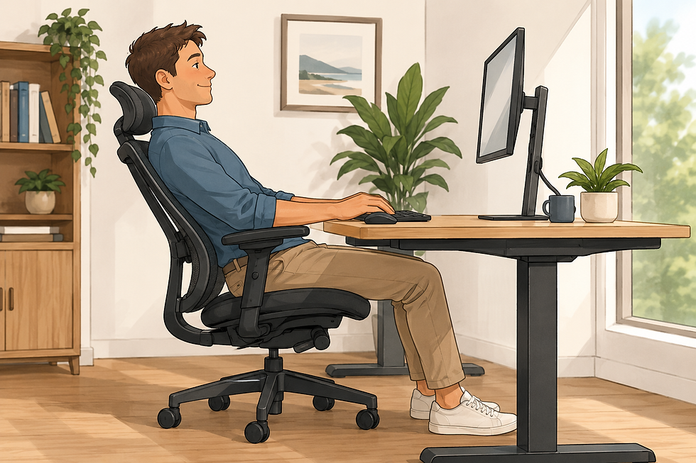 Man on desk with ideal posture