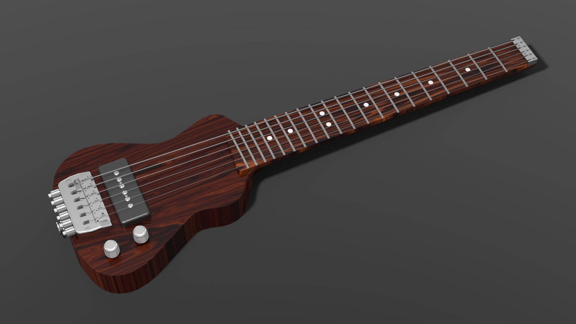 Lapaxe Deluxe Junior travel electric guitar with ceramic P-90 pickup, compact 62 cm mahogany body, airplane carry-on size