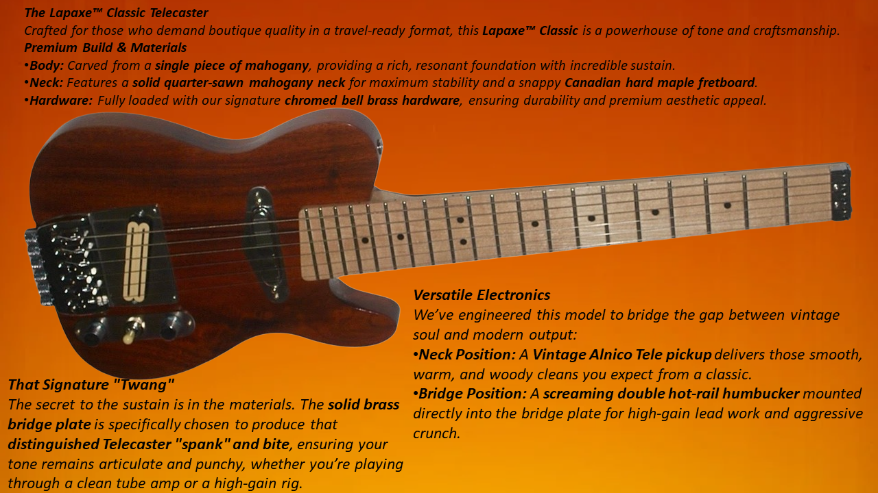 Lapaxe™ Guitars Tele Natural Maple Chrome