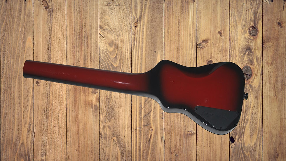 Thumbnail: Lapaxe™ Deluxe Brick Burst travel guitar with mahogany body, rosewood fretboard, and dual black mini humbuckers