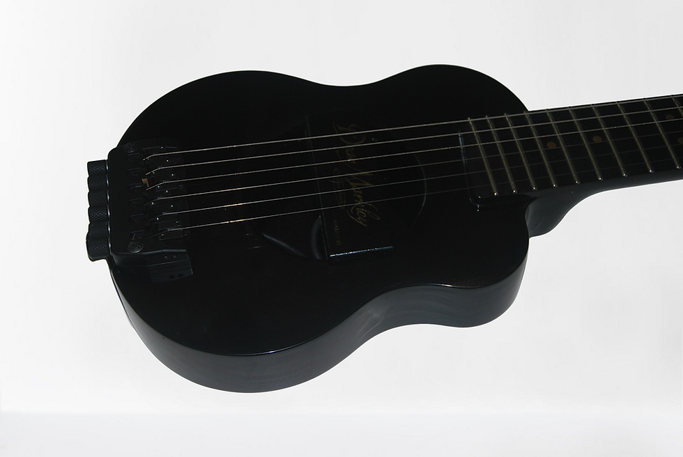 Thumbnail: Lapaxe™ custom travel guitar Little Sister acoustic style with mahogany neck-through body and compa