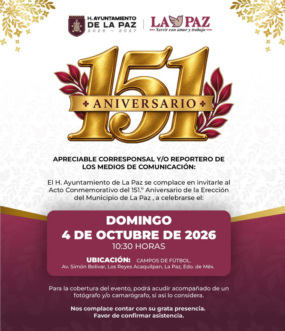 LA PAZ CELEBRARÁ 151 AÑOS DE CONSTITUIRSE COMO MUNICIPIO