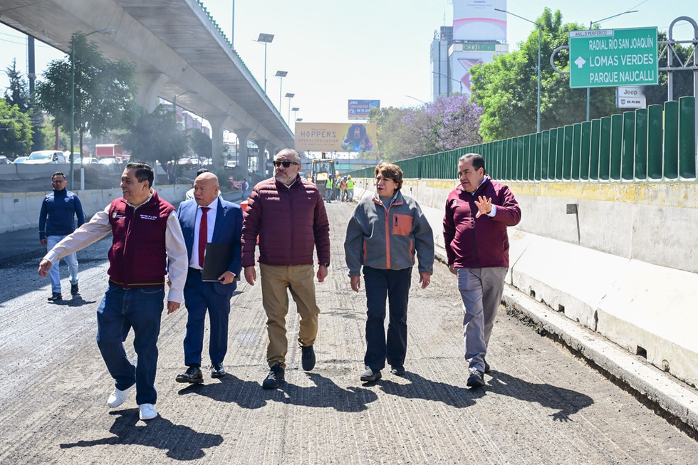 Gobernadora Delfina Gómez supervisa la reconstrucción del Periférico Norte que registra 52% de avance en área de rodamiento
