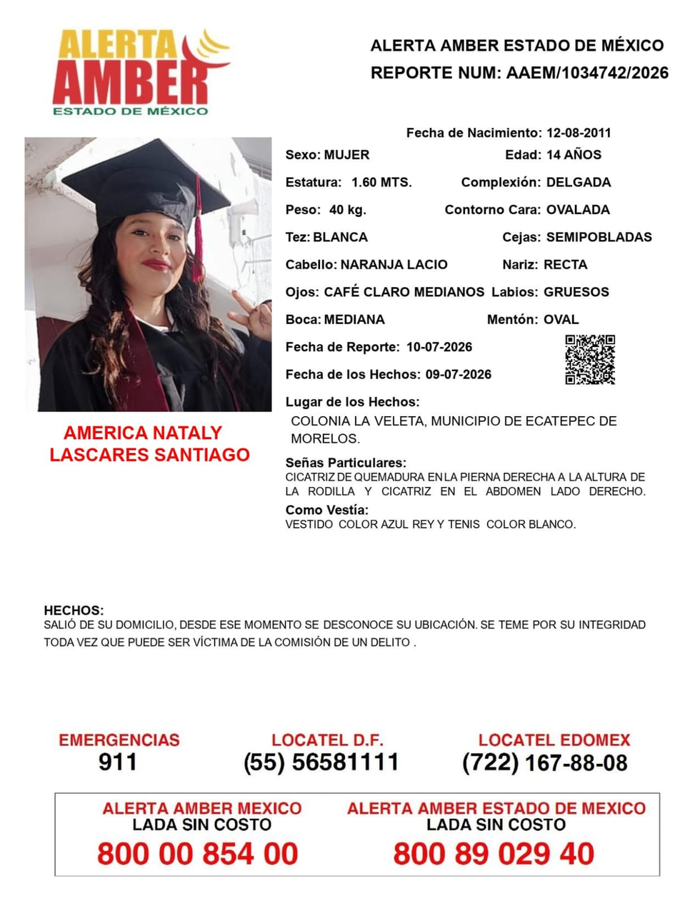 Policía de Ecatepec rastrea paradero de América Nataly tras salirse de su casa por probable llamada de atención de su madre