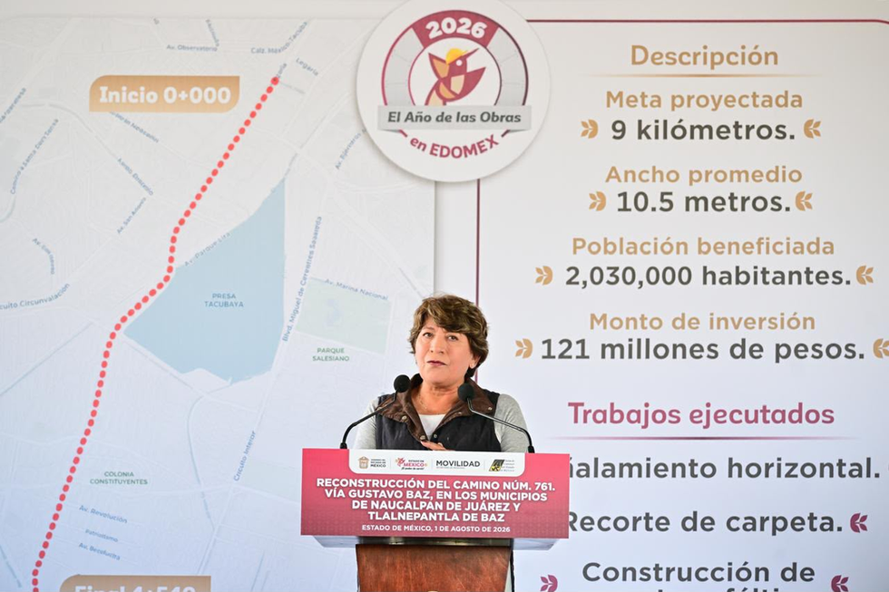 Arranca Gobernadora Delfina Gómez reconstrucción de 9 km de la vía Gustavo Baz; facilita movilidad a más de 2 millones de habitantes de Naucalpan y Tlalnepantla