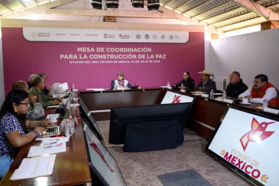 Gobernadora Delfina Gómez Álvarez instala la Mesa de Coordinación para la Construcción de la Paz en Ixtapan del Oro, el municipio con menor incidencia delictiva del Estado de México