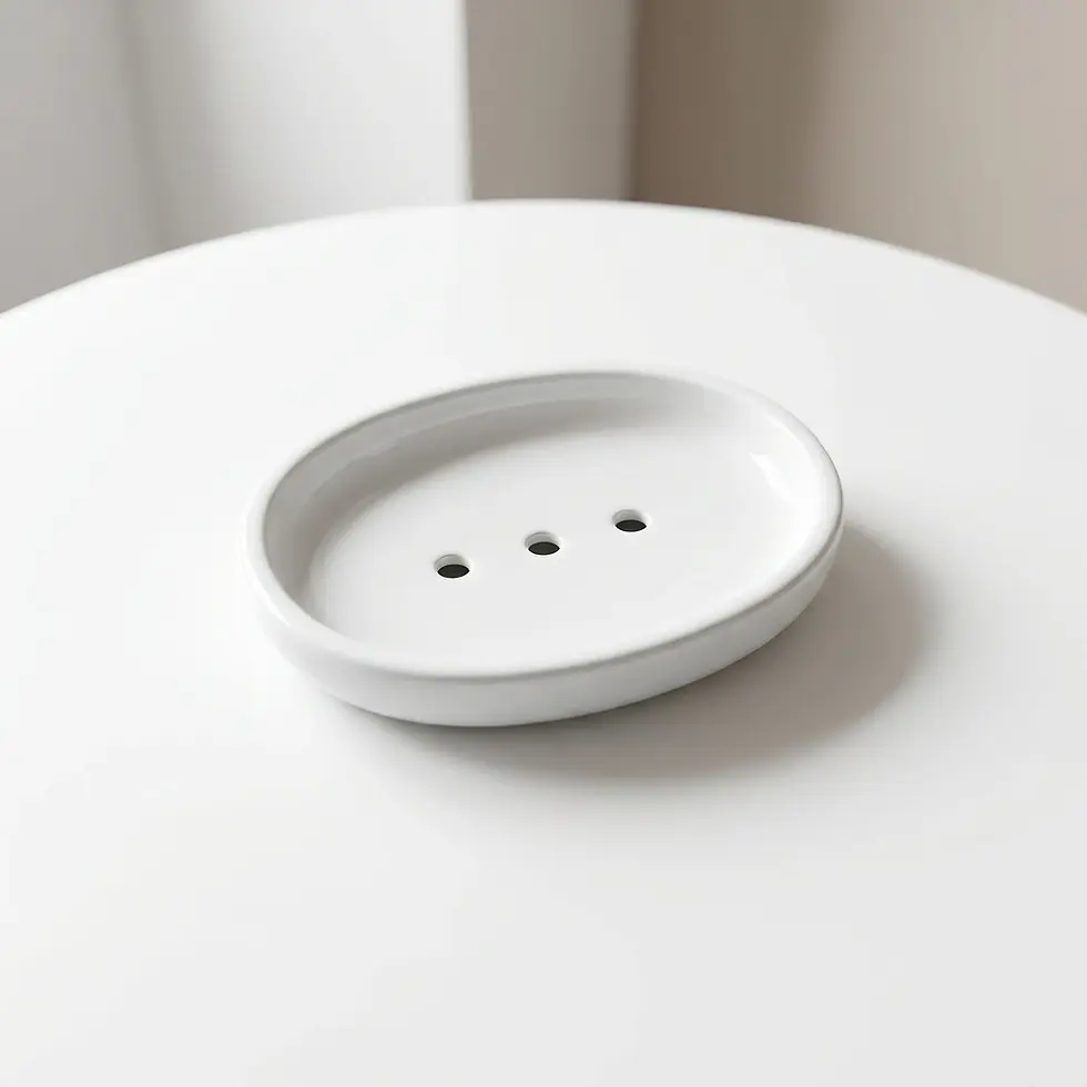 Thumbnail: Oval Soap Dish White Ceramic Side View