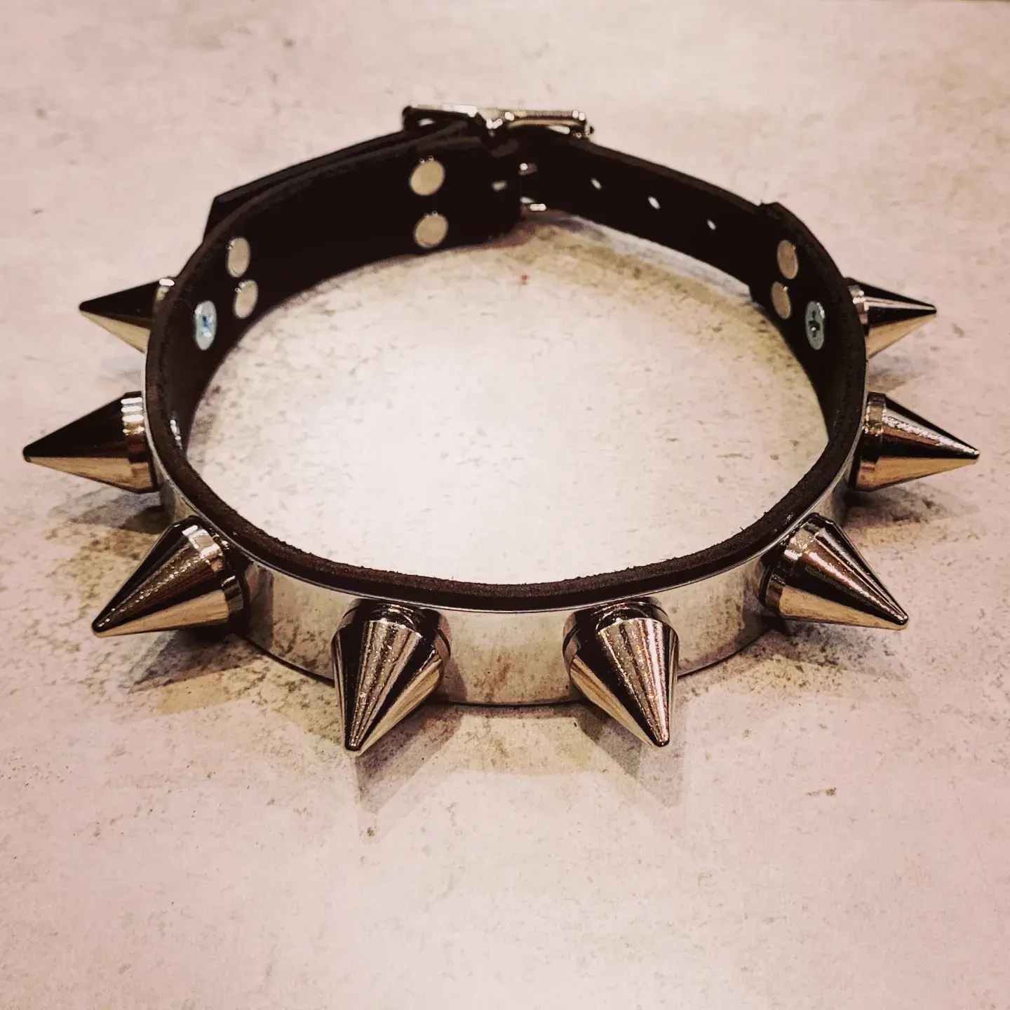 Bulldog Spiked Plated Leather Collar