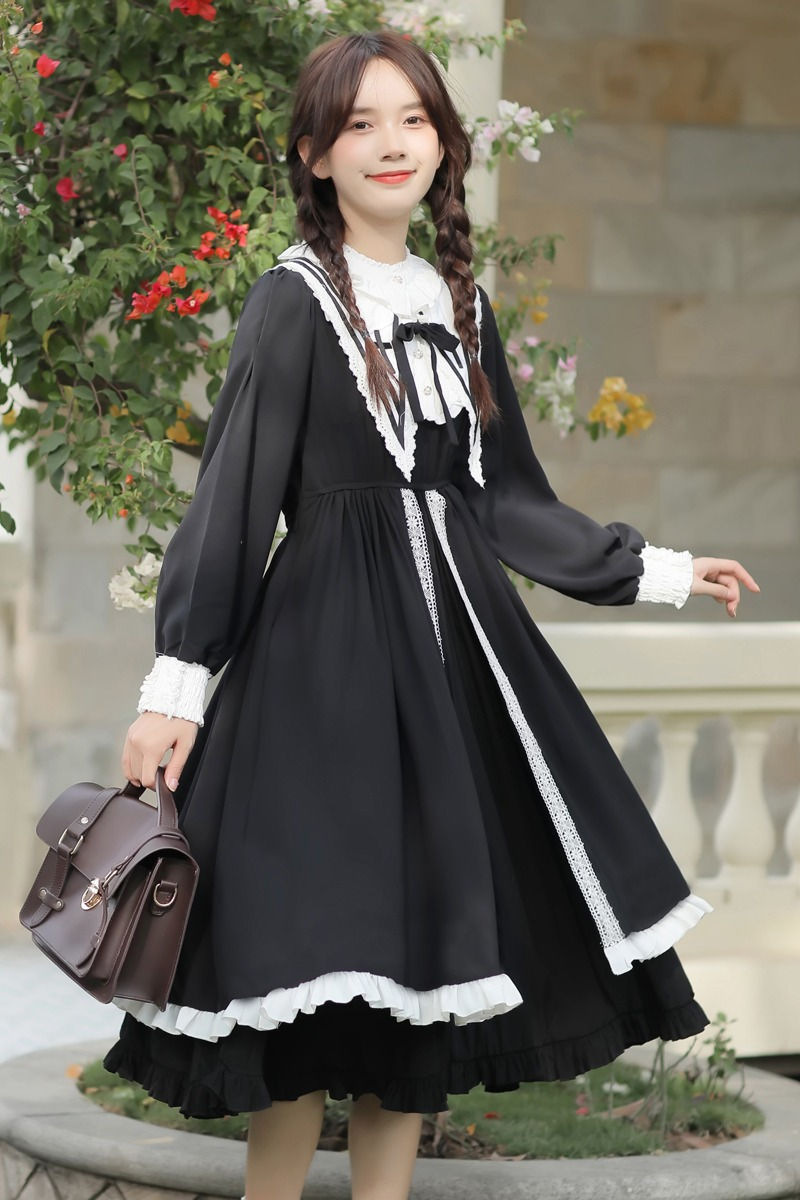 Thumbnail: Japanese girl jk Lolita dress autumn and winter tyle retro long skirt