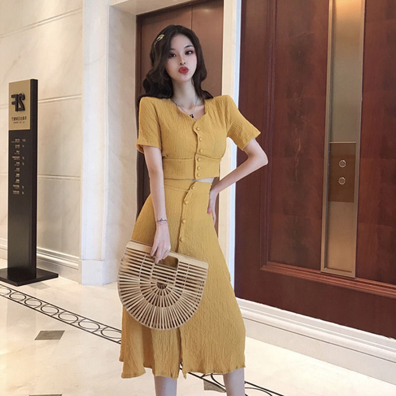 Thumbnail: Net red avocado green sweet skirt two-piece  style suit female summer