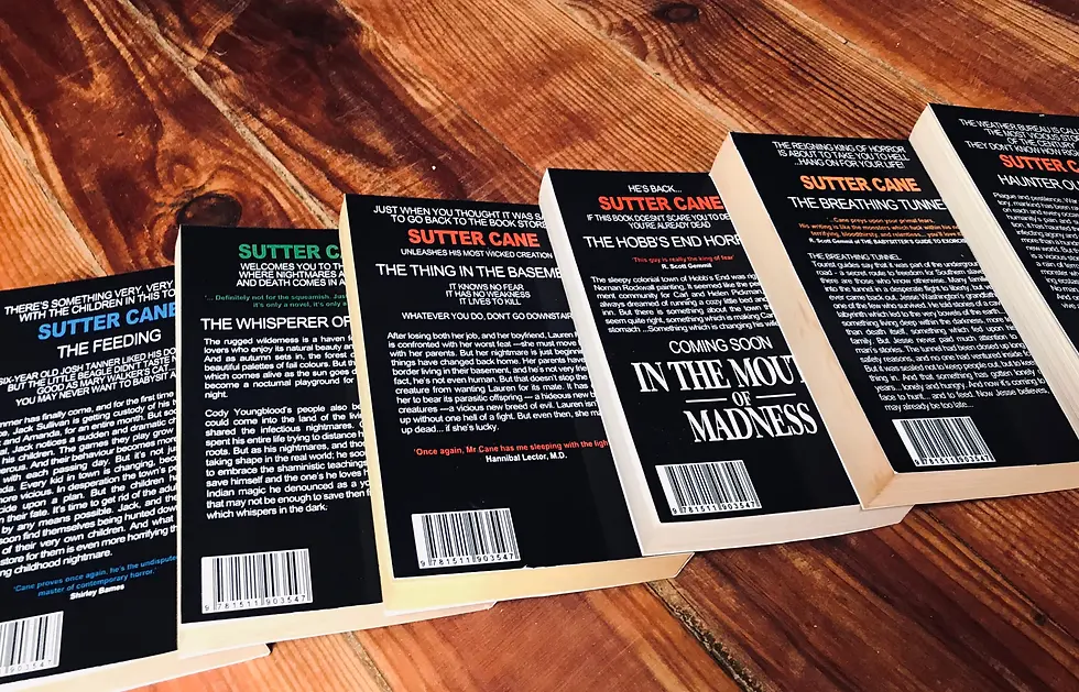 Sutter Cane books (In The Mouth of Madness) - Verso