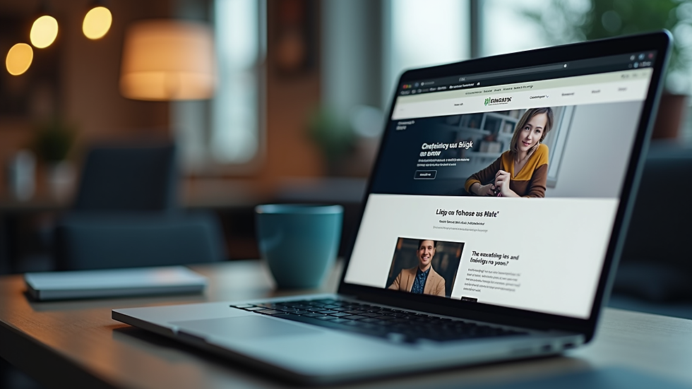 Close-up view of a laptop screen showing a website design interface