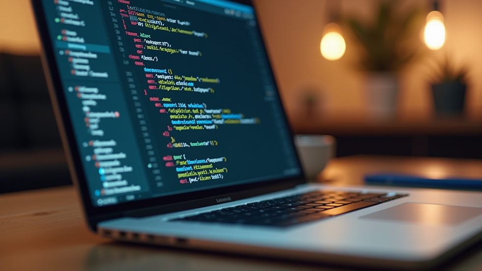 Close-up view of a laptop screen showing a web design project in progress