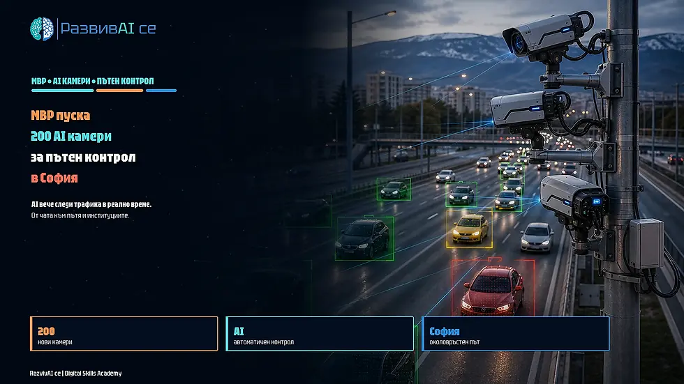 AI камери снимат автоматично всички автомобили по пътя