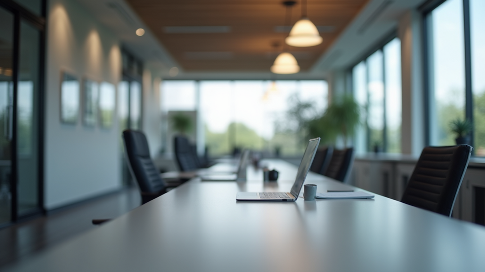Close-up view of a modern office space