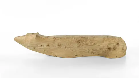Not Too Late Bench – left side profile showing wooden structure – TEMPRA Design