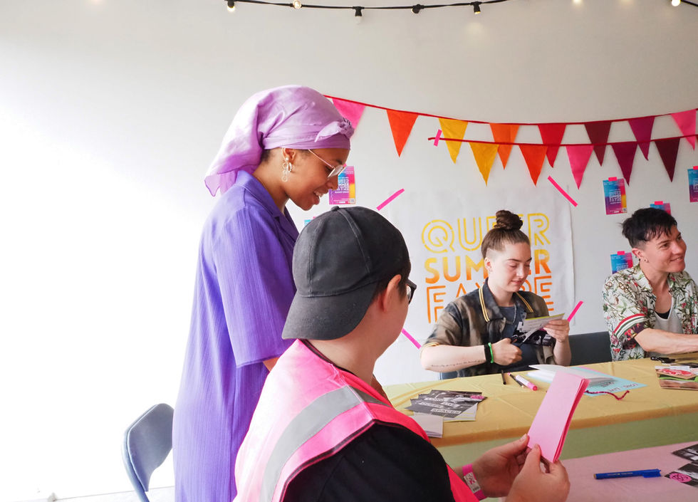 Participants making zines together