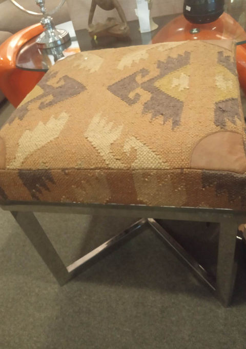 Brown Leather Foot Stool - 016019503135