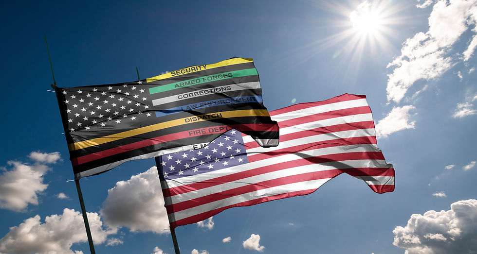 Thin Line First Responder American Flag Thin Line First Responder flag waving at cloudy sk