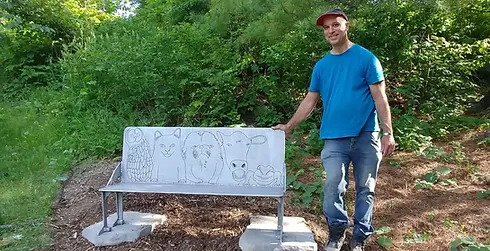 Sculpture d’aluminium Banc de Gabrielle Roy par l'artiste De Leclerc