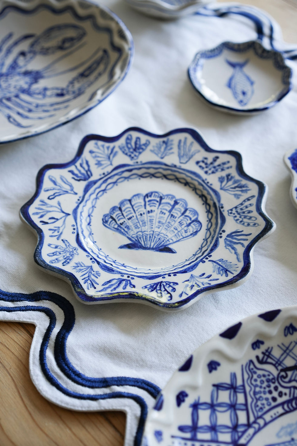 Laura Winstone Delftware inspired handbuilt plates

