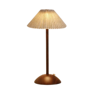 Cordless Table Lamp Minimalist Touch Lamp Dimmable 3 Color Bedside Lamp Rice Paper Walnut Wood Rechargeable Night Light for Bedroom Living Room Dinner Bar