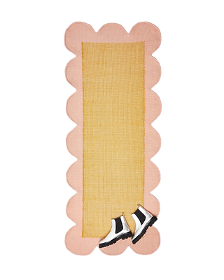 Oliver Bonas Cecily Mustard Woven Scalloped Wool Runner Rug | Oliver Bonas