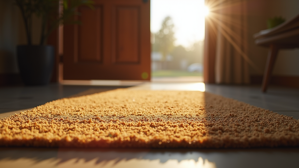 Close-up view of a doormat preventing dirt from entering a home