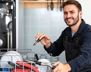 Repair man with repairing tools in this image provides Dishwasher maintenance service.jpg