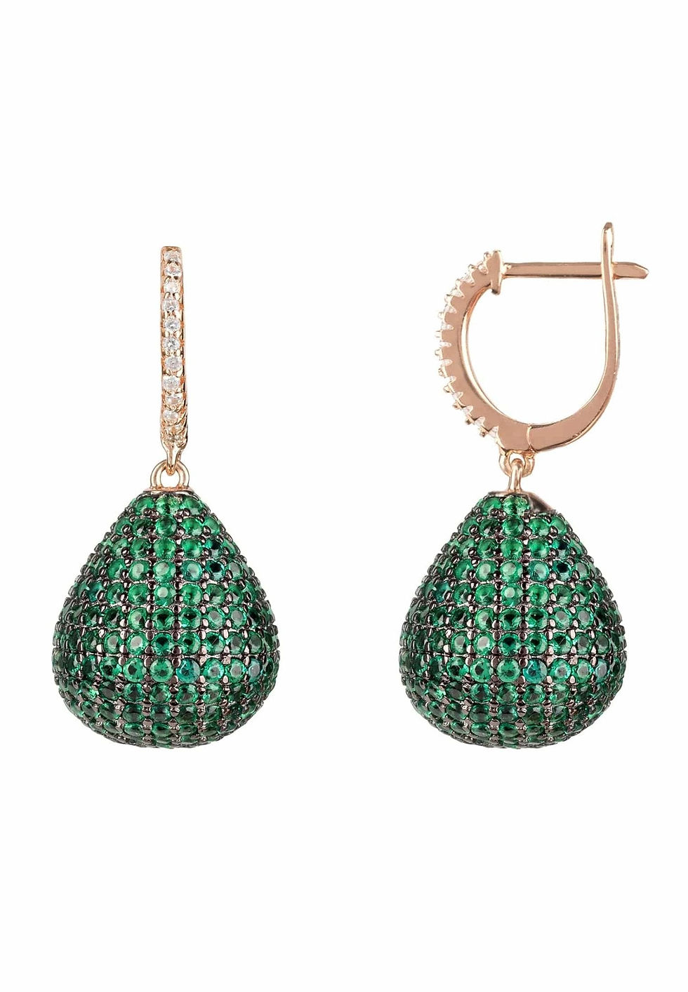 Miniaturbild: Valerie Pear Drop Gemstone Earring Rosegold Emerald Green