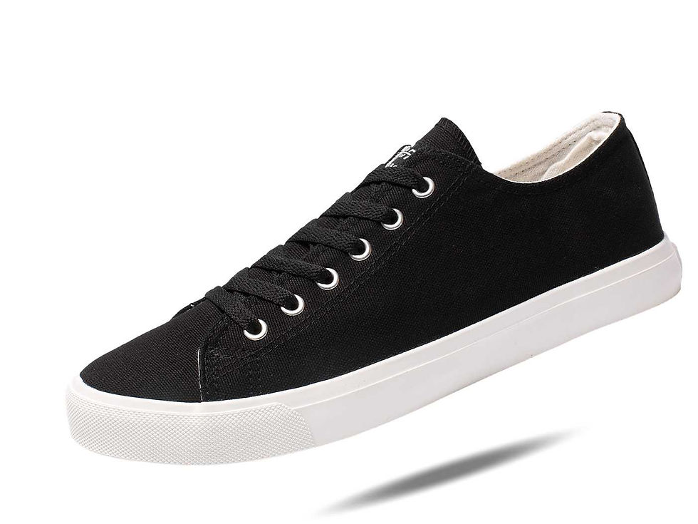 Miniatura: Retro Black/White Canvas Sneakers Unisex Cushioned Insole