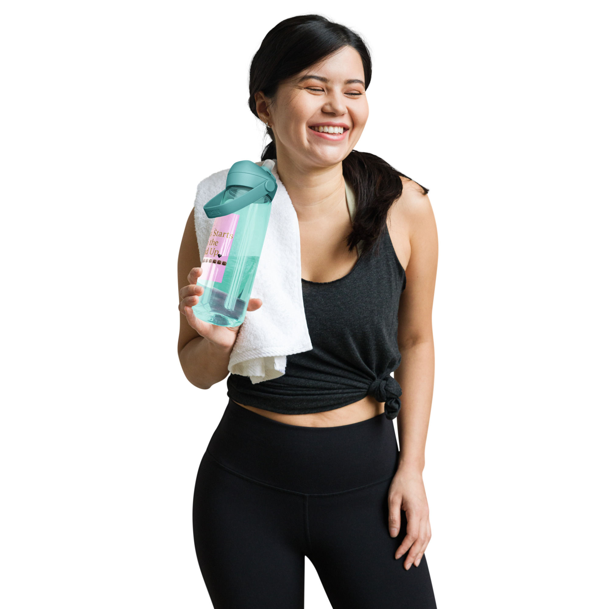 Flip straw water bottle