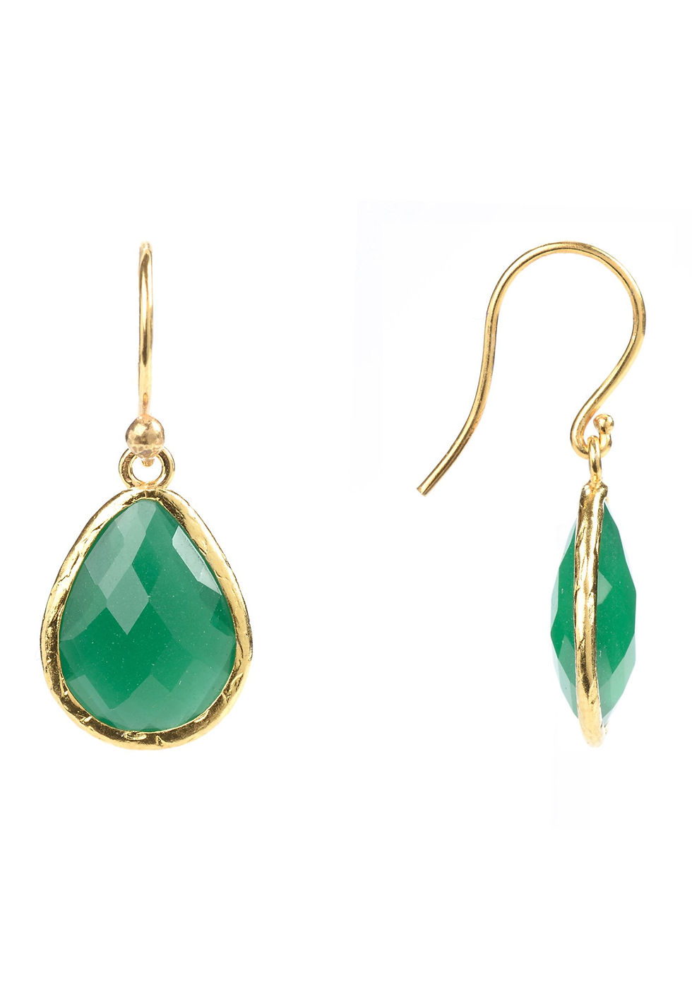 Thumbnail: Petite Drop Earrings Green Onyx Gold