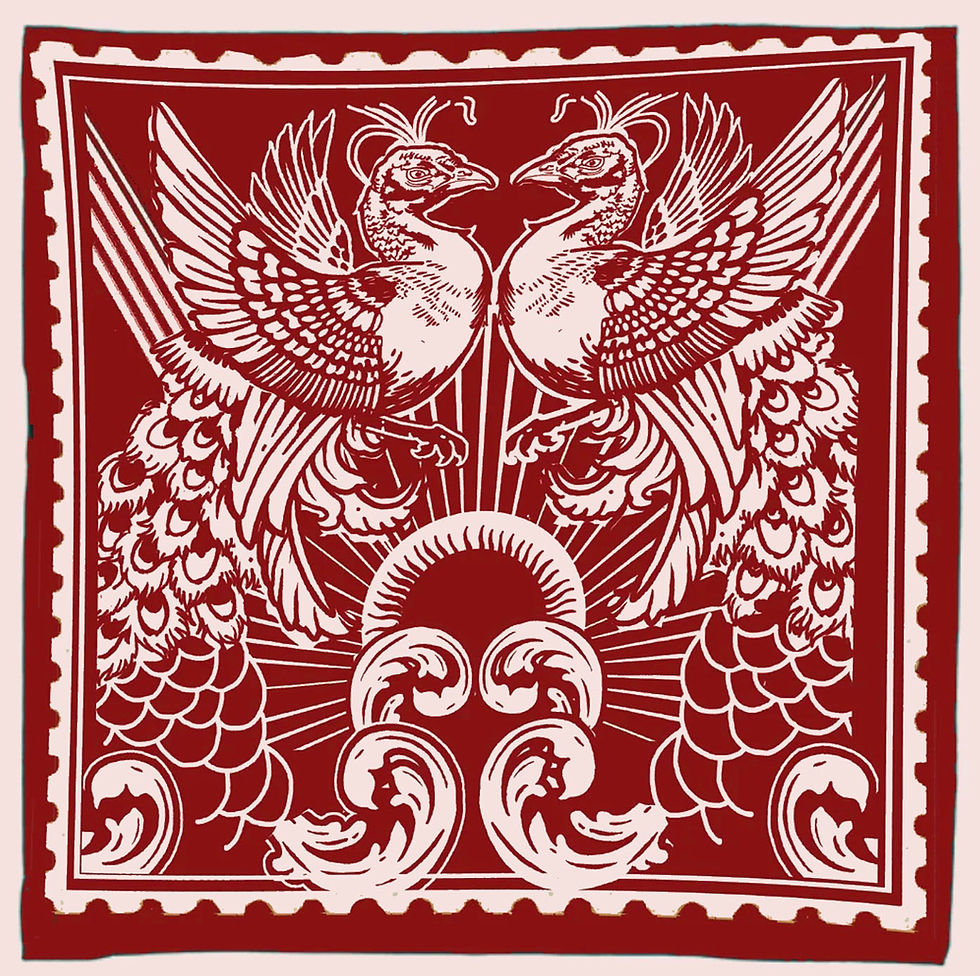organic cotton red peacock print bandana