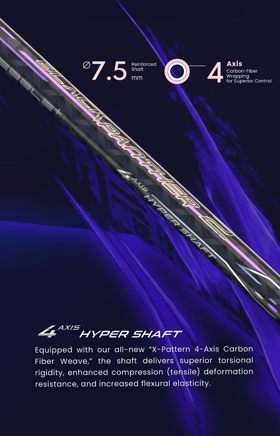Thumbnail: 【PRO】【One year warranty】BLACK PANTHER 2 Badminton Racket (3U/4U)