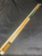 Spalted tamarind handle of a wrapless hand crafted Giuli Pool Cue