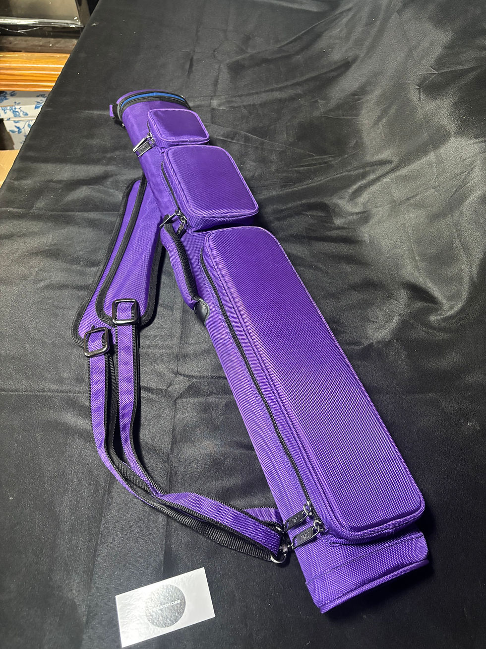 Purple Nylon J & J case with 3 zipper pockets